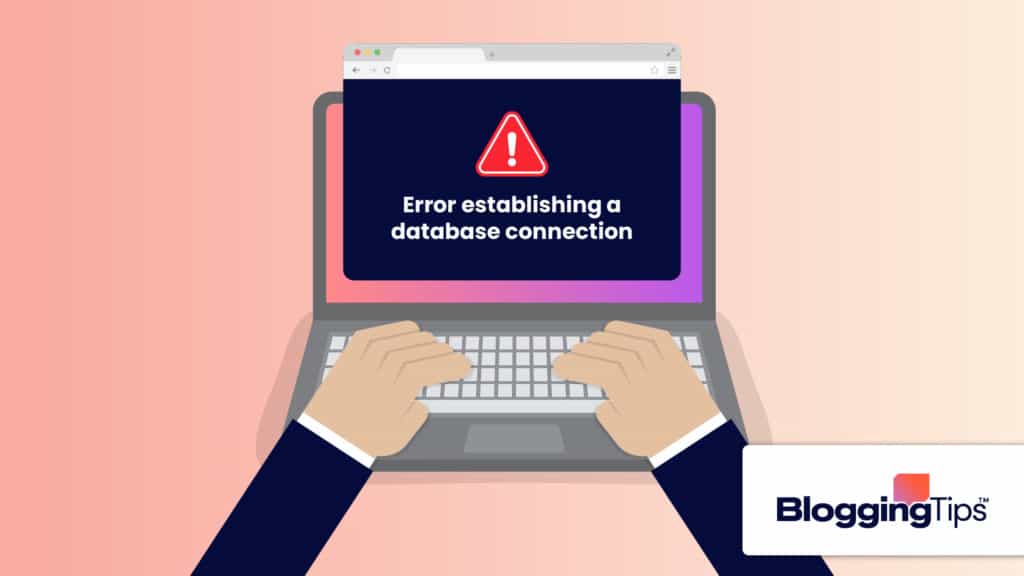 vector graphic showing a laptop with the "error establishing a database connection" error message on the screen