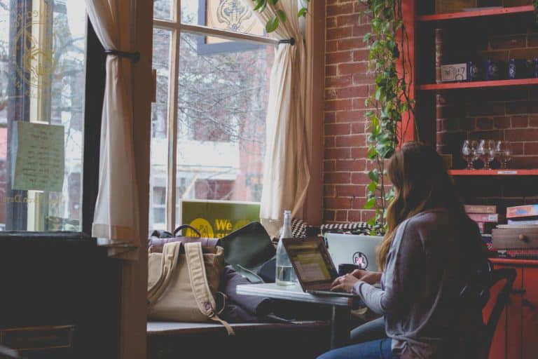 A person sitting at a computer