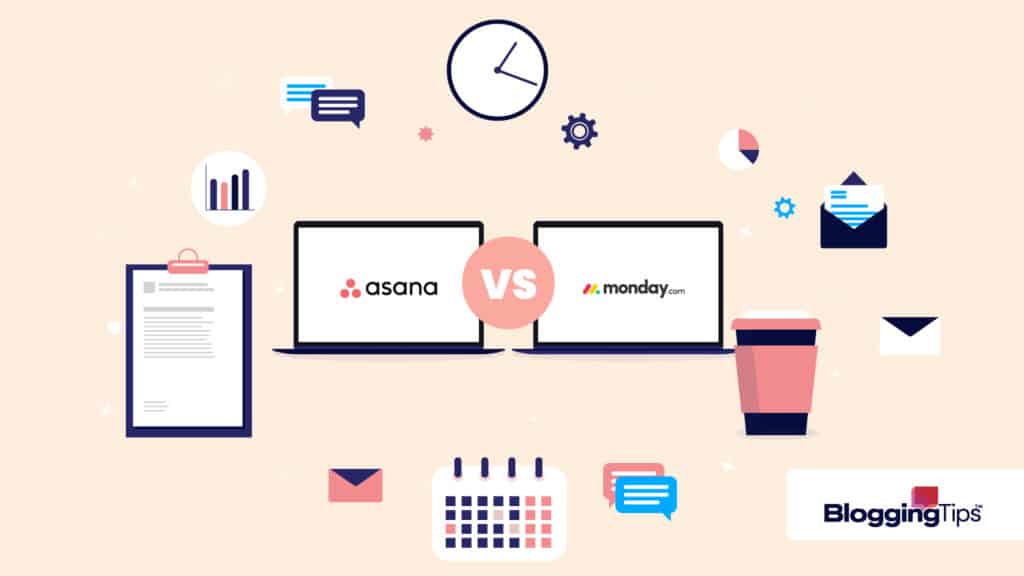 vector graphic showing the asana vs monday comparison