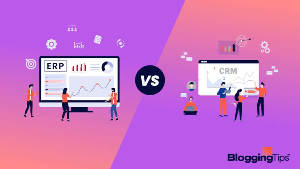 vector graphic showing an illustration of erp vs crm