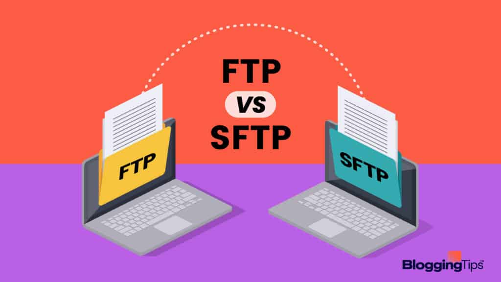 vector illustration showing ftp vs sftp side by side