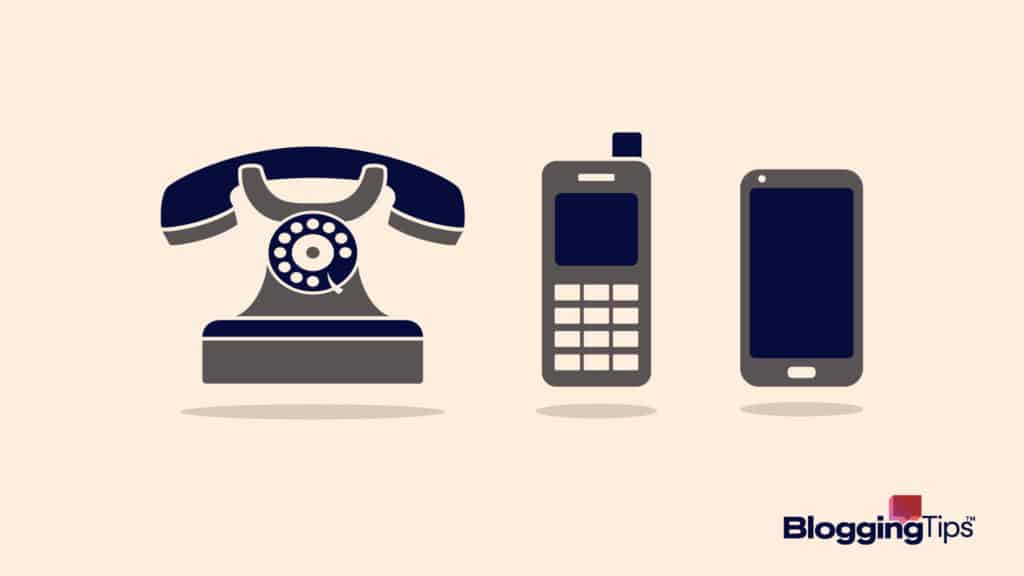 vector graphic showing three mobile phones side by side - to illustrate how has technology changed communication