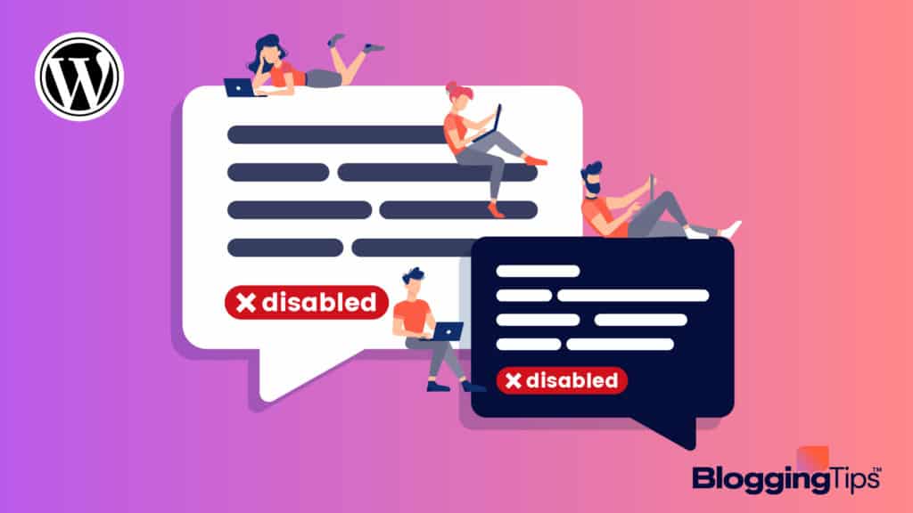 vector graphic showing an illustration of a disable WordPress comments graphic