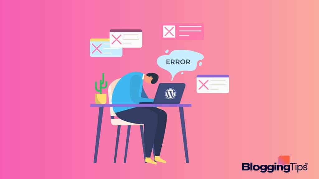 image showing a person making wordpress mistakes while sitting at a computer
