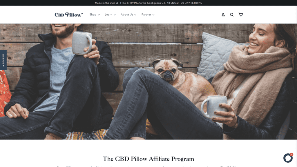 screenshot of the cbd pillow program homepage