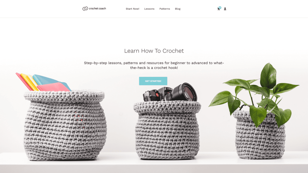 screenshot of the crochet coach homepage