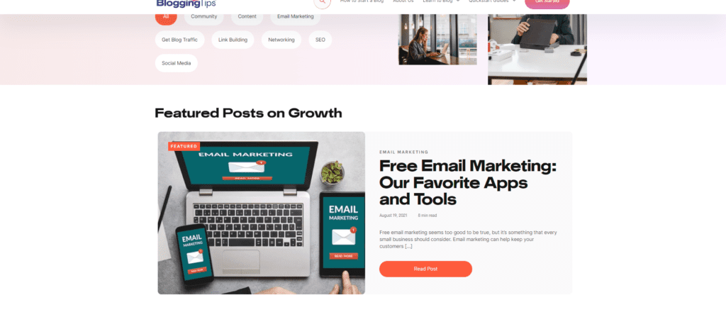 example of a featured post on bloggingtips.com