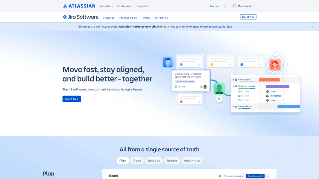 screenshot of the jira homepage