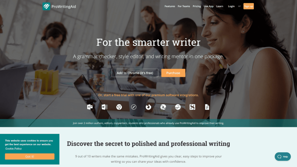 screenshot of the prowritingaid homepage