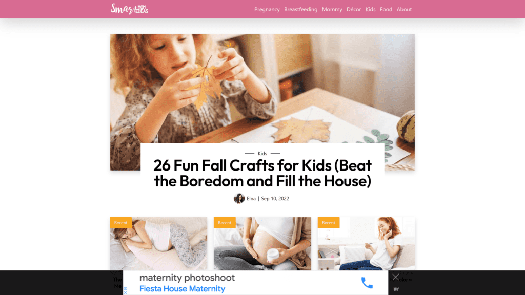 screenshot of the smart mom ideas homepage
