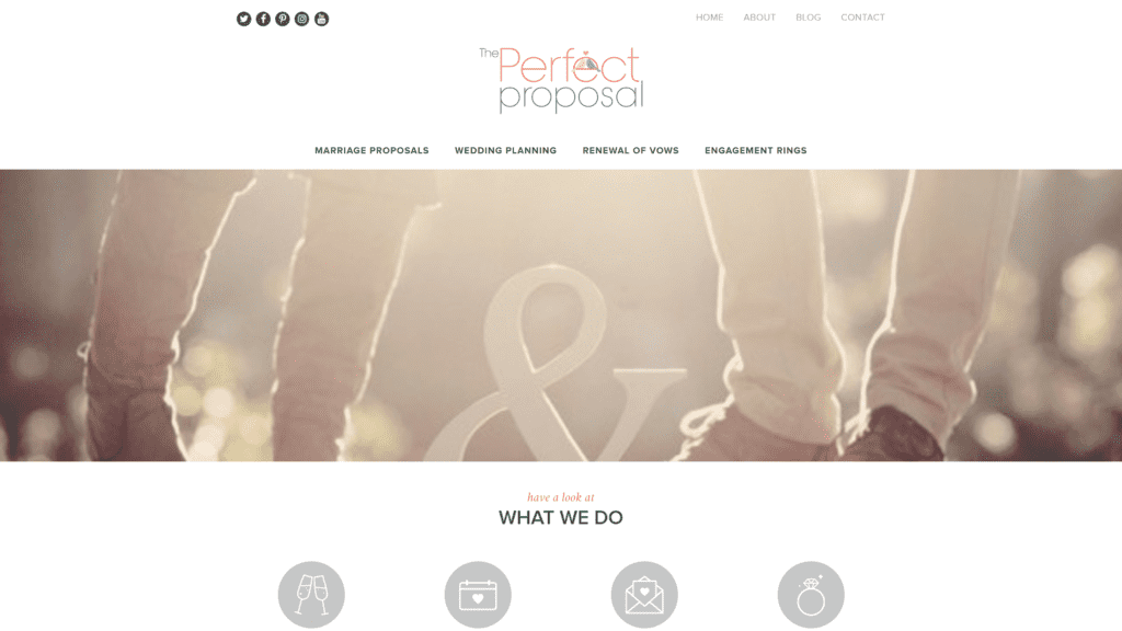 screenshot of the perfect proposal homepage