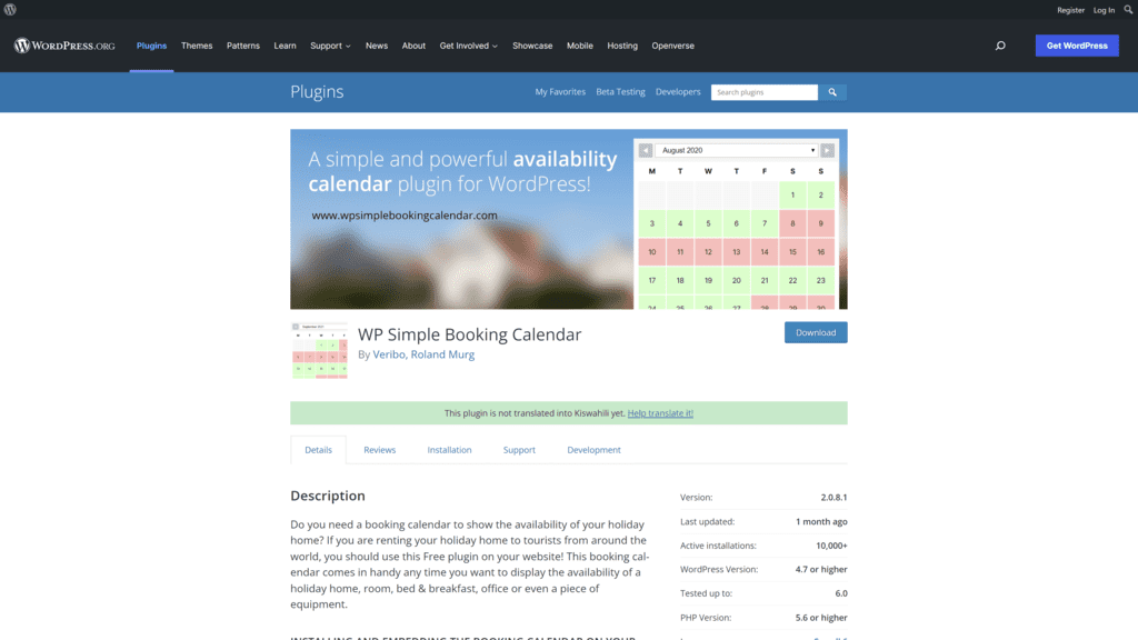 WP Simple Booking Calendar